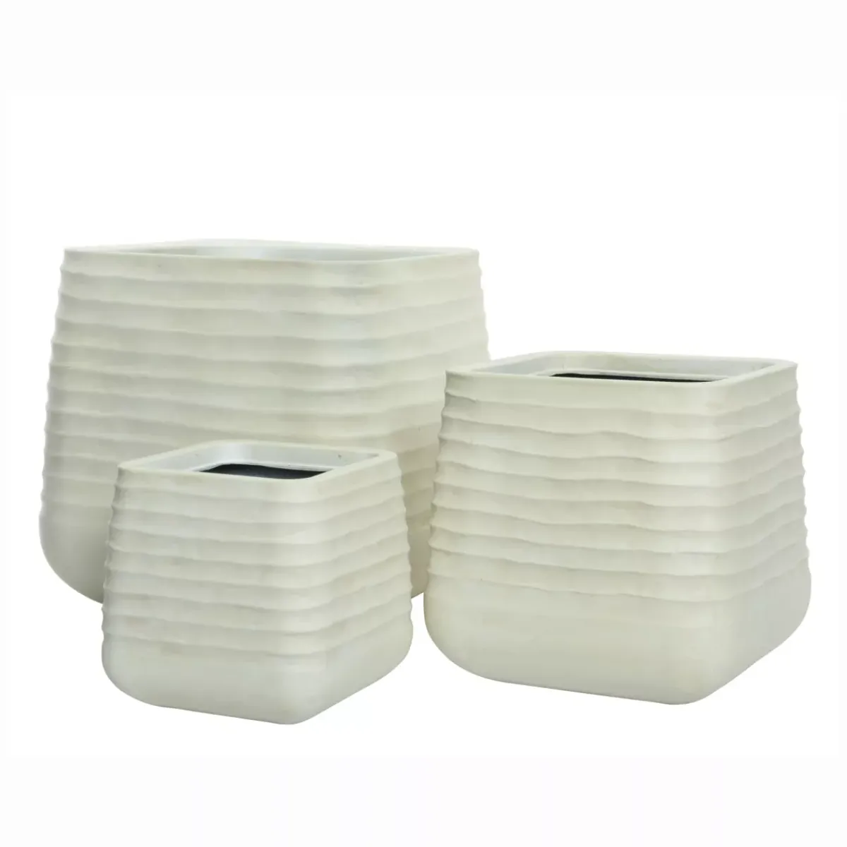 EMINZA Coprivaso Per Esterno-Set di 3 vasi da esterno quadrati (H49-37-27 cm) Jamie