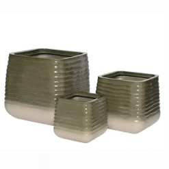 EMINZA Coprivaso Per Esterno-Set di 3 vasi da esterno quadrati (H49-37-27 cm) Jamie Grigio e