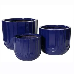EMINZA Coprivaso Per Esterno-Set di 3 vasi da esterno rotondi (H36-30-24 cm) Milo