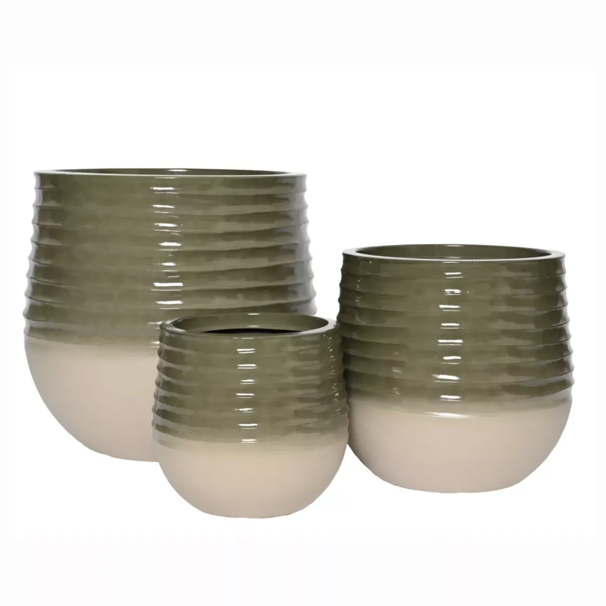 EMINZA Coprivaso Per Esterno-Set di 3 vasi da esterno rotondi (H49-37-27 cm) Jamie Grigio e