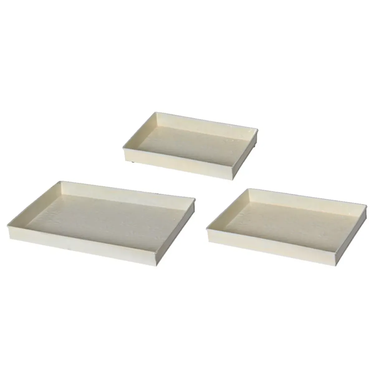 #N/A Coprivaso Per Esterno-Set di 3 vassoi decorativi (34 x 24 cm) Fiori di Ésmée Crema