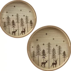KAEMINGK Stoviglie Natalizie|Decorazione Da Tavola-Set di 2 vassoi rotondi in (D34-D29 cm) Alberi di Natale