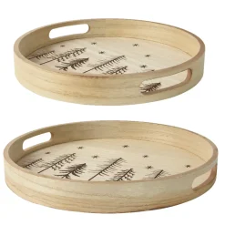 KAEMINGK Stoviglie Natalizie|Decorazione Da Tavola-Set di 2 vassoi rotondi in (D34-D29 cm) Alberi di Natale