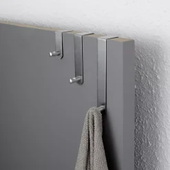 TENDANCE Contenitori Bagno-Set 3 ganci appendiabiti per porta inox (H7-13-19 cm) Cromo