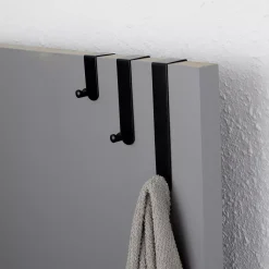 TENDANCE Contenitori Bagno-Set 3 ganci appendiabiti per porta inox (H7-13-19 cm)
