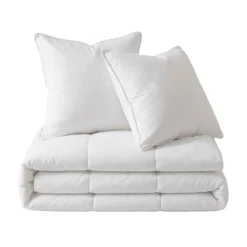Set Piumone caldo antiacari (260 x 240 cm) + 2 Cuscini (60 x 60 cm) Comète Bianco