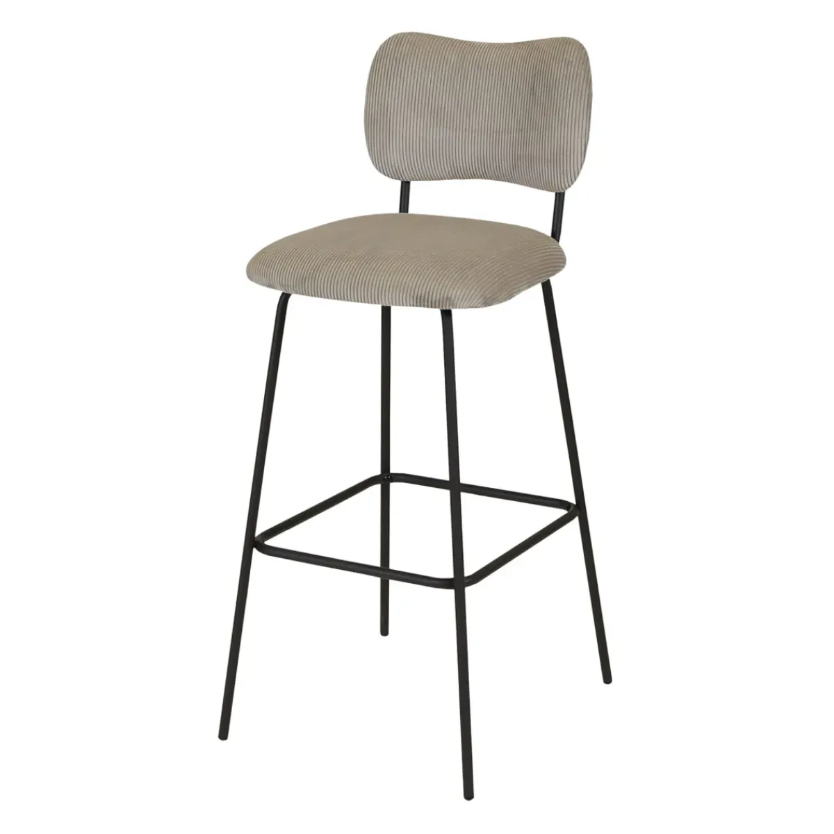 Sgabello Alto-Sgabello da bar con schienale in velluto a coste (Altezza seduta 77cm) Orion acciaio