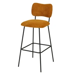 Sgabello Alto-Sgabello da bar con schienale in velluto a coste (Altezza seduta 77cm) Orion