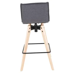 Sgabello Alto-Sgabello da bar girevole con schienale in tessuto (Altezza seduta 75cm) Osla scuro