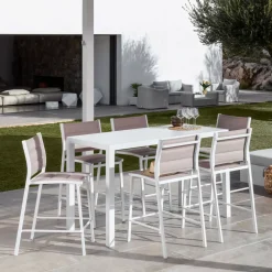 Sgabello da giardino Alluminio impilabile Murano Bianco e tortora