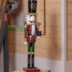 KAEMINGK Babbo Natale Animali E Personaggi-Soldatino Schiaccianoci in legno (H76 cm) Igor Tartan scozzese