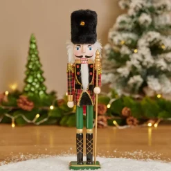 KAEMINGK Babbo Natale Animali E Personaggi-Soldatino Schiaccianoci in legno (H38 cm) Ernest e Cappello d'orso
