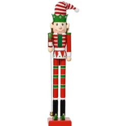 KAEMINGK Babbo Natale Animali E Personaggi-Soldato Schiaccianoci in legno (H50 cm) Folletto di Babbo Natale e verde