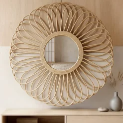 EMINZA Specchi-Specchio da parete con cornice in legno (44,5 cm) Elio