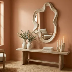 EMINZA Specchi-Specchio da parete con cornice in legno (90 cm) Amarosa Marrone