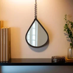 EMINZA Specchi|Accessori Bagno-Specchio da parete in metallo (Alt 37 cm) Goccia d'acqua