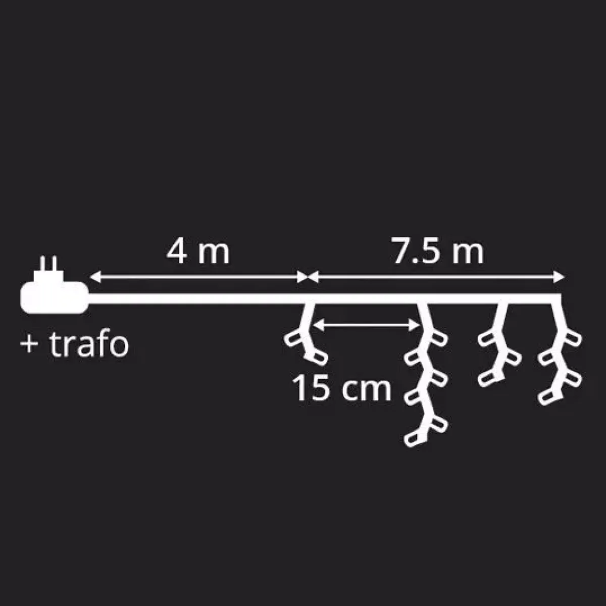 EMINZA Ghirlande Di Luci-Stalattite luminosa lung.7,50 m 175 LED CN