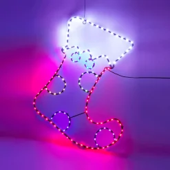 KOOPMAN Oggetti Decorativi E Illuminati-Stivale di Babbo Natale 134 LED (H52 cm) Effetto flash al neon