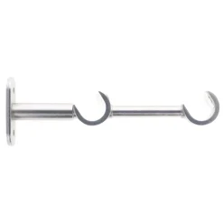 Supporto doppio per asta fissa in metallo (L16 cm / D20 mm) Jim Gutter Argento opaco