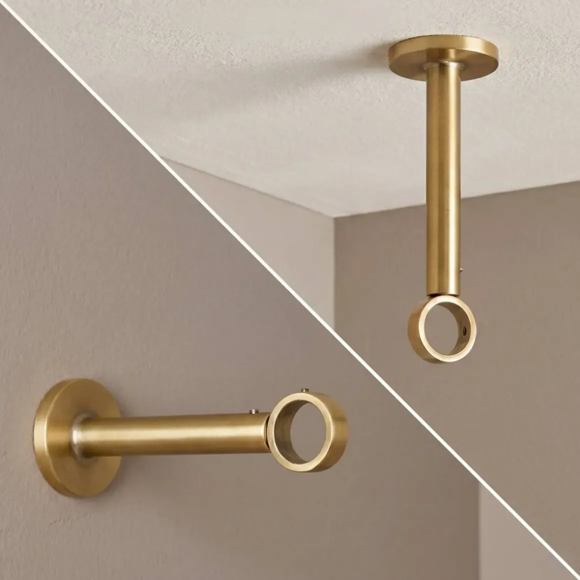 Supporto per asta metallo (L155 cm / D28 mm) Lino Oro