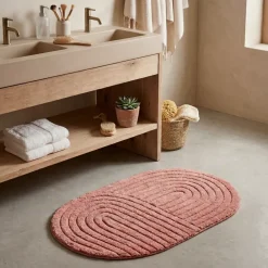 Tappeto da bagno ovale in cotone tuftato (50 x 80 cm) Boho-chic Terracotta