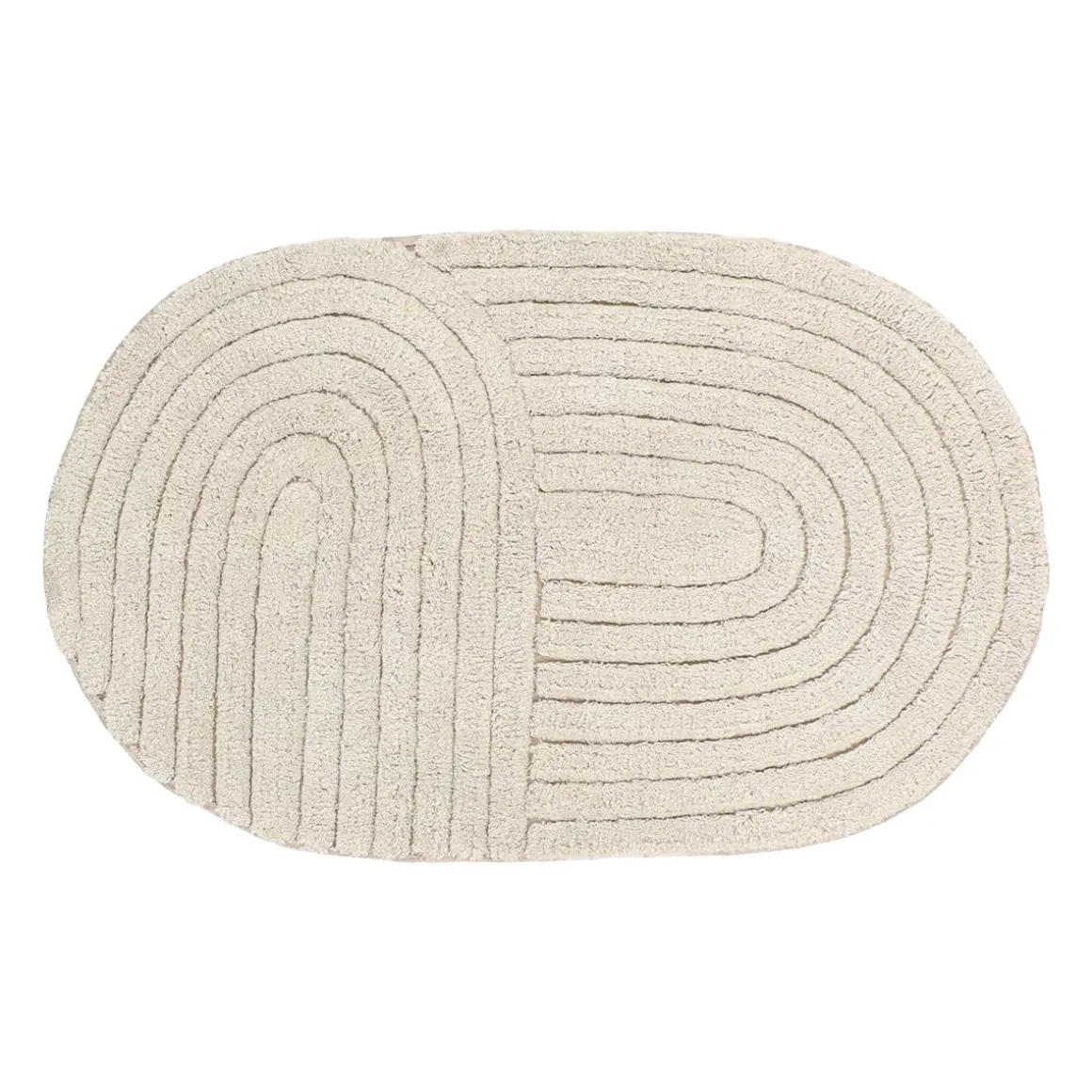 Tappeto da bagno ovale in cotone tuftato (50 x 80 cm) Boho-chic Beige grigio