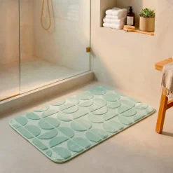 Tappeto da bagno rettangolare in memory foam (50 x 80 cm) Motivo Verde eucalipto