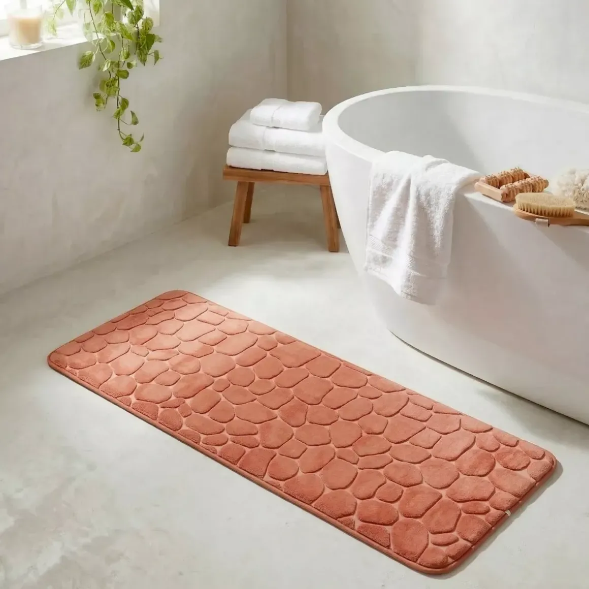 Tappeto da bagno rettangolare memory foam (50 x 120 cm) Galeo Rame