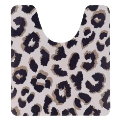 Tappeto per wc antiscivolo con sagoma leopardata (45 x 50 cm) Serengeti Nero e Bianco