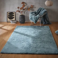 Tappeto rettangolare in finta pelliccia (140 x 200 cm) Finn Blu