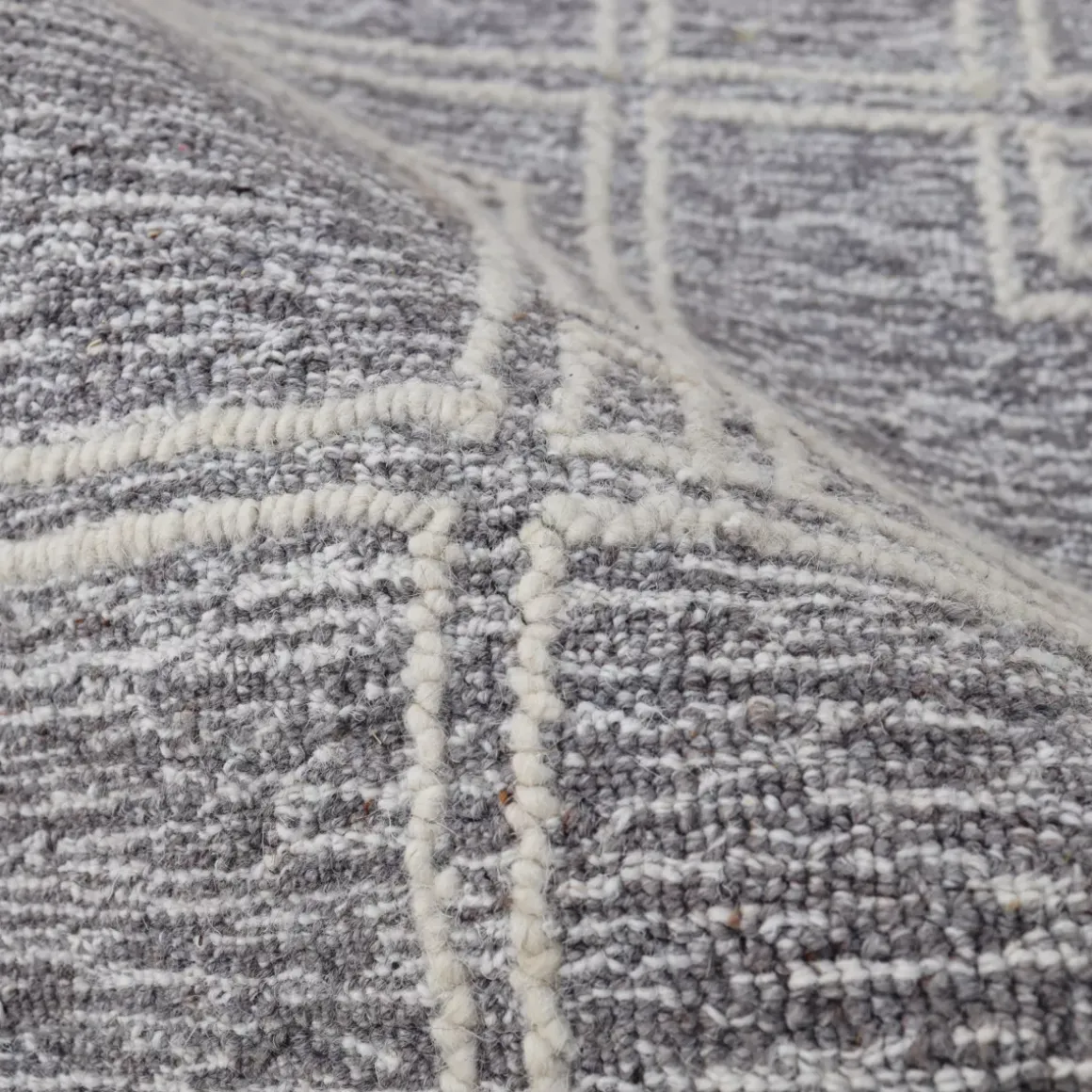 Tappeto rettangolare per soggiorno in lana tafted (160 x 230 cm) Yutoo Grigio