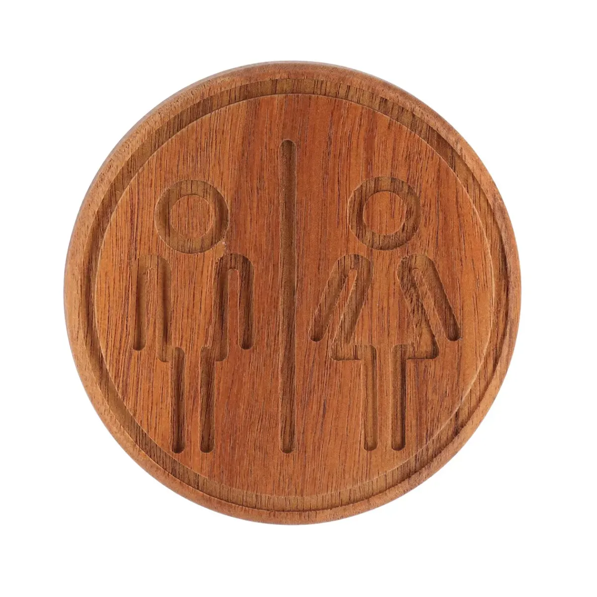 TENDANCE Accessori Water-Targa porta WC Uomo / Donna adesiva in acacia Easy chic rotonda
