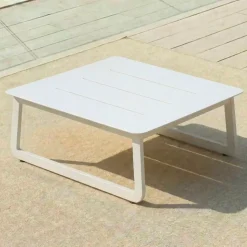 Tavolino da giardino quadrato in alluminio (85 x 85 cm) Long Beach Bianco cenere