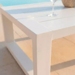 Tavolino da giardino rettangolare in alluminio (94 x 72 cm) Elba Bianco