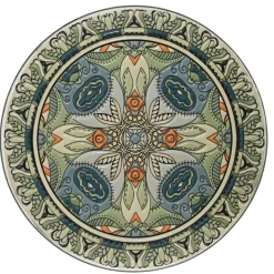 Tavolino rotondo in mosaico (H46 x D39 cm) Cancùn Verde salvia