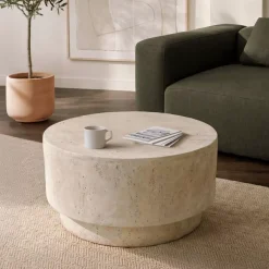 EMINZA Tavolini-Tavolino tondo in magnesio ossidato (H42 cm) Pliazi Effetto