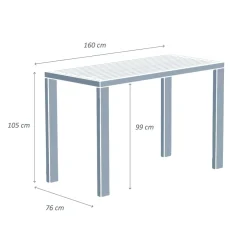Tavolo alto in alluminio 6 posti (160 x Alt 105 cm) Murano Bianco