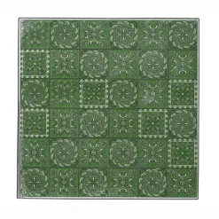 Tavolo bistro quadrato fisso in mosaico (58 x 58 cm) Aveiro Grigio e verde oliva