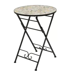 Tavolo bistro rotondo pieghevole in mosaico (D58 cm) Lisse Pastel