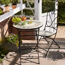Tavolo bistro rotondo pieghevole in mosaico (D58 cm) Atene Beige