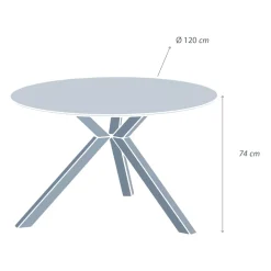 Tavolo da giardino Alluminio/Ceramica 6 posti (D120 cm) Kore Grigio antracite