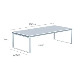 Tavolo da giardino alluminio e ceramica 12 posti (260 x 120 cm) Kore Bianco effetto marmo