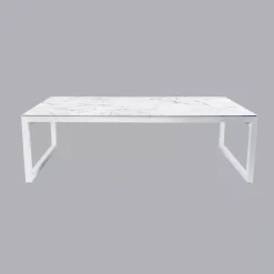 Tavolo da giardino alluminio e ceramica 12 posti (260 x 120 cm) Kore Bianco effetto marmo