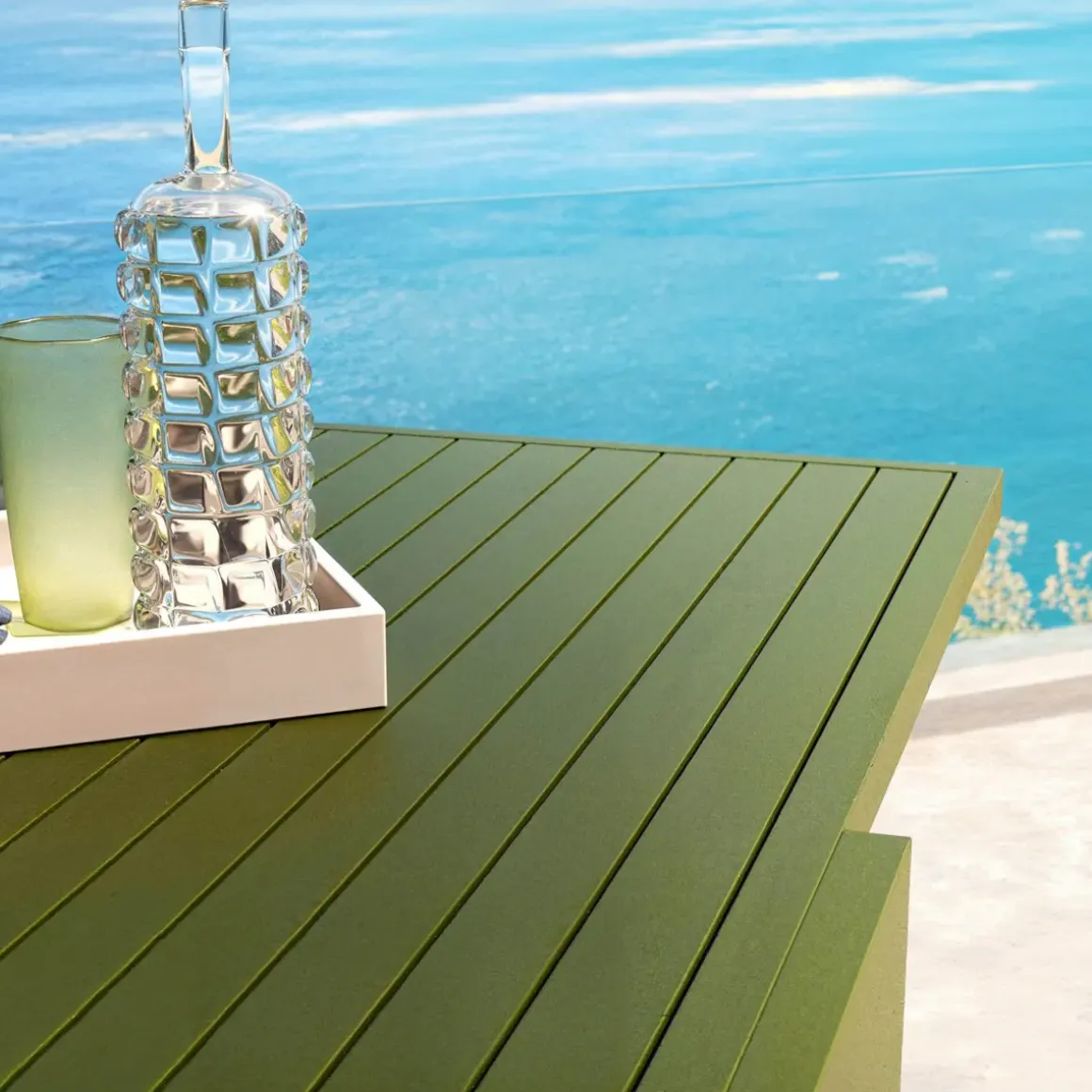 Tavolo da giardino allungabile in alluminio 10 posti (135/270 x 90 cm) Murano Verde oliva