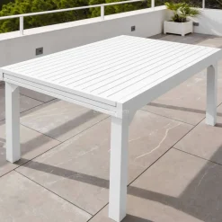Tavolo da giardino allungabile alluminio 10 posti (135/270 x 90 cm) Murano Bianco