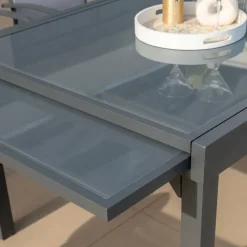 Tavolo da giardino allungabile in vetro 12 posti (200/320 x 100 cm) Murano Grigio antracite
