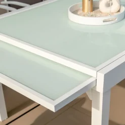 Tavolo da giardino allungabile in vetro 12 posti (200/320 x 100 cm) Murano Bianco