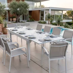 Tavolo da giardino allungabile alluminio 12 posti (200/320 x 100 cm) Murano Bianco