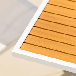 Tavolo da giardino allungabile 10 posti Alluminio effetto legno Murano (270 x 90 cm) Bianco