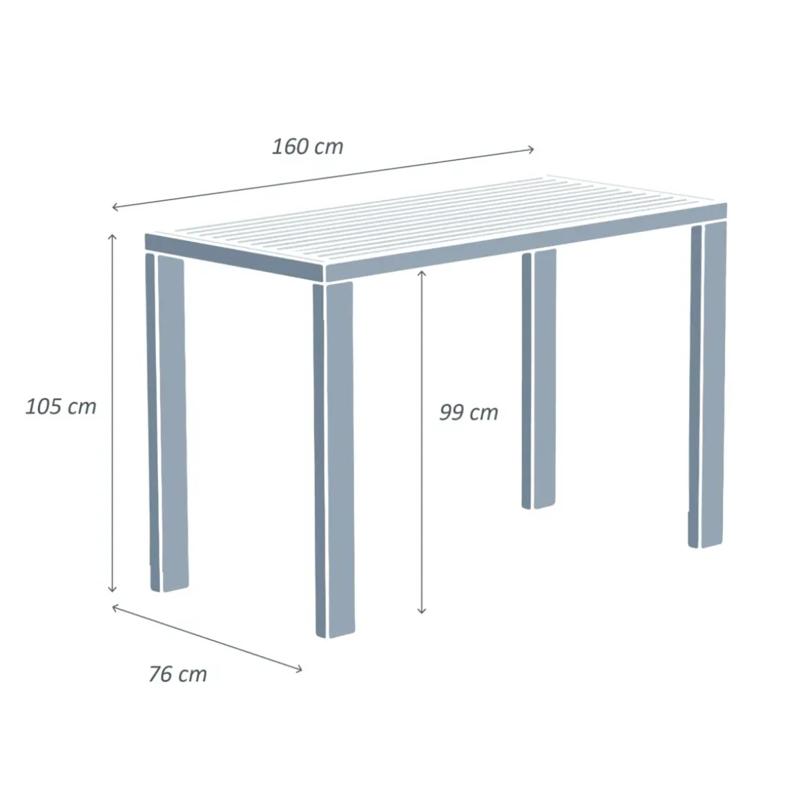 Tavolo da giardino alto in alluminio 6 posti (160 x H105 cm) Murano Grigio antracite